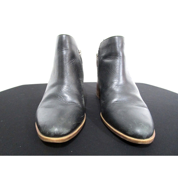 Franco Sarto Dante Black Leather Block Heel Ankle Booties Women 10 M - Picture 4 of 9